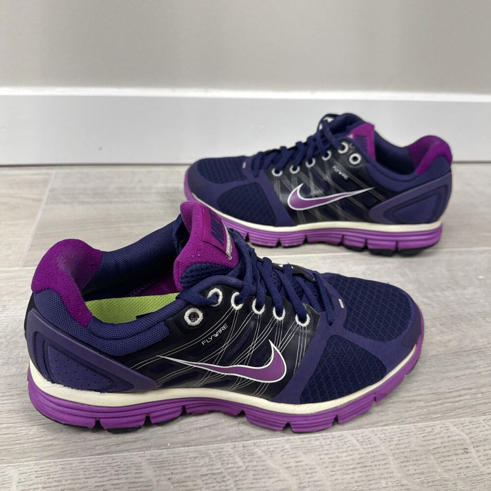 Nike LunarGlide+ 2 Womens 8 Purple Black Flywire Running Shoes 407647-500
